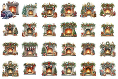 Cozy Christmas Fireplace Decoration Clipart Bundle - CraftNest - Digital Crafting and Art