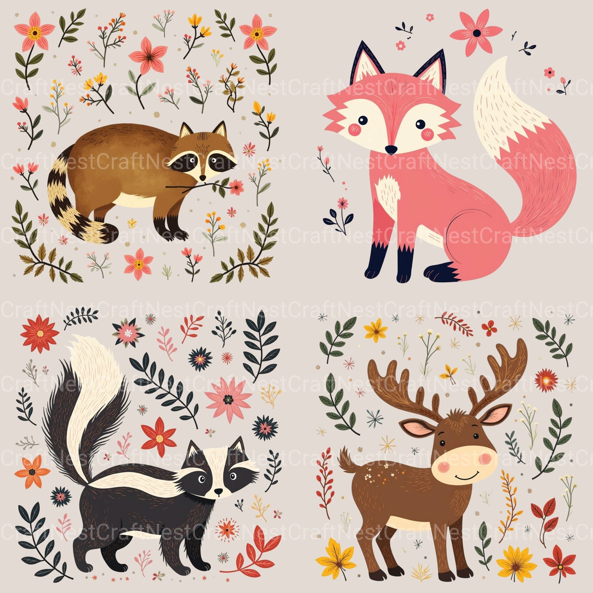 Woodland Animals 2 Clipart Bundle 3