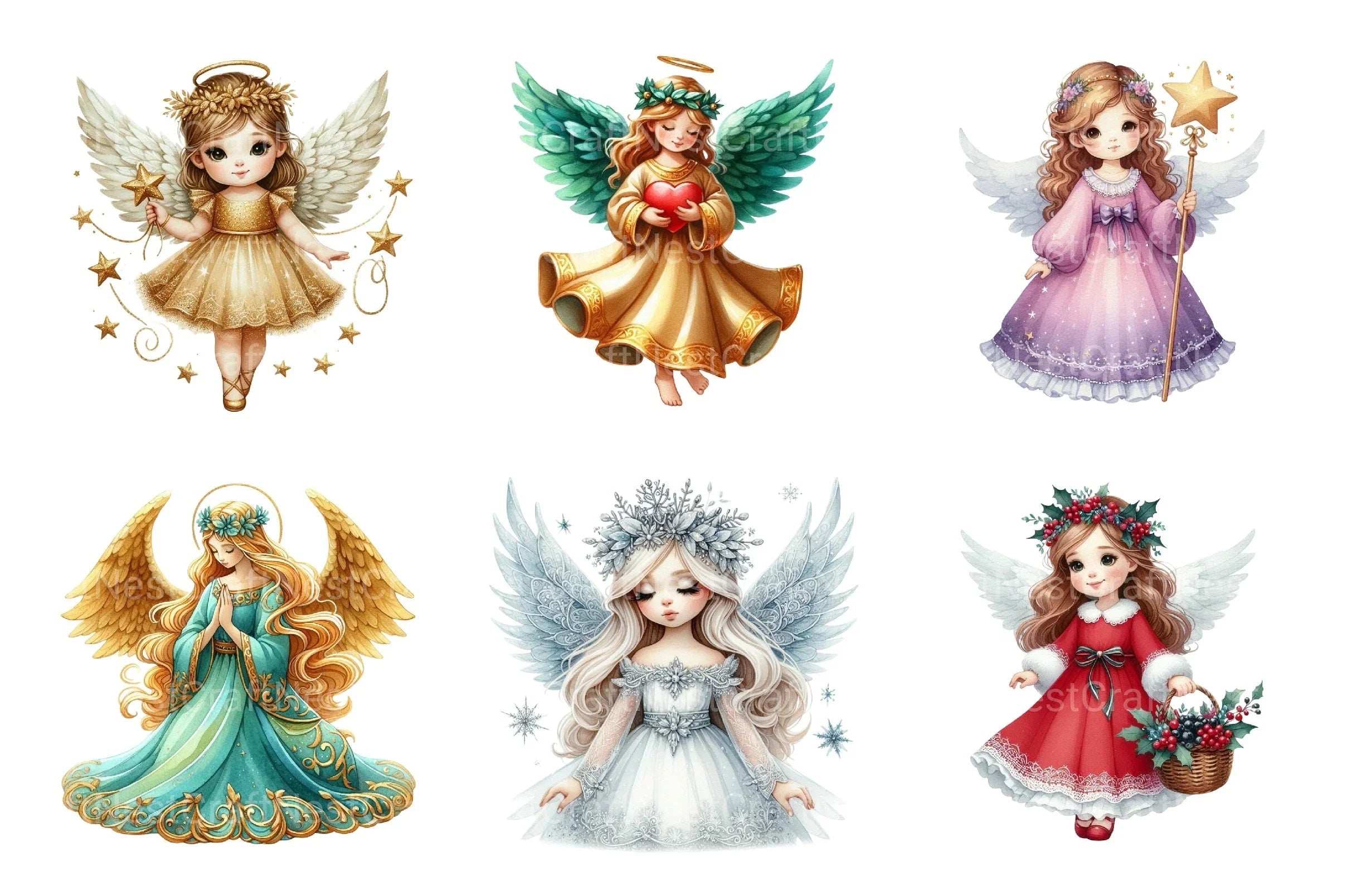 Christmas Angels Clipart Bundle - CraftNest - Digital Crafting and Art
