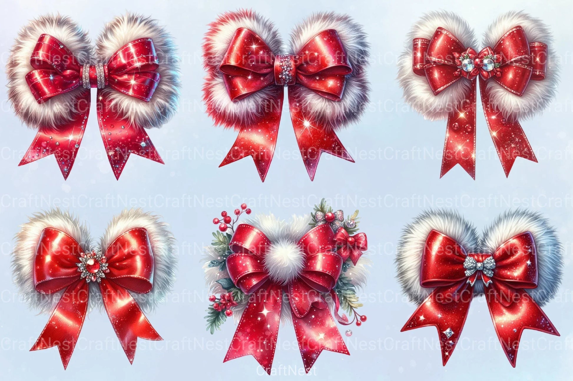 Red Christmas Coquette Bow Santa Clipart Bundle - CraftNest - Digital Crafting and Art