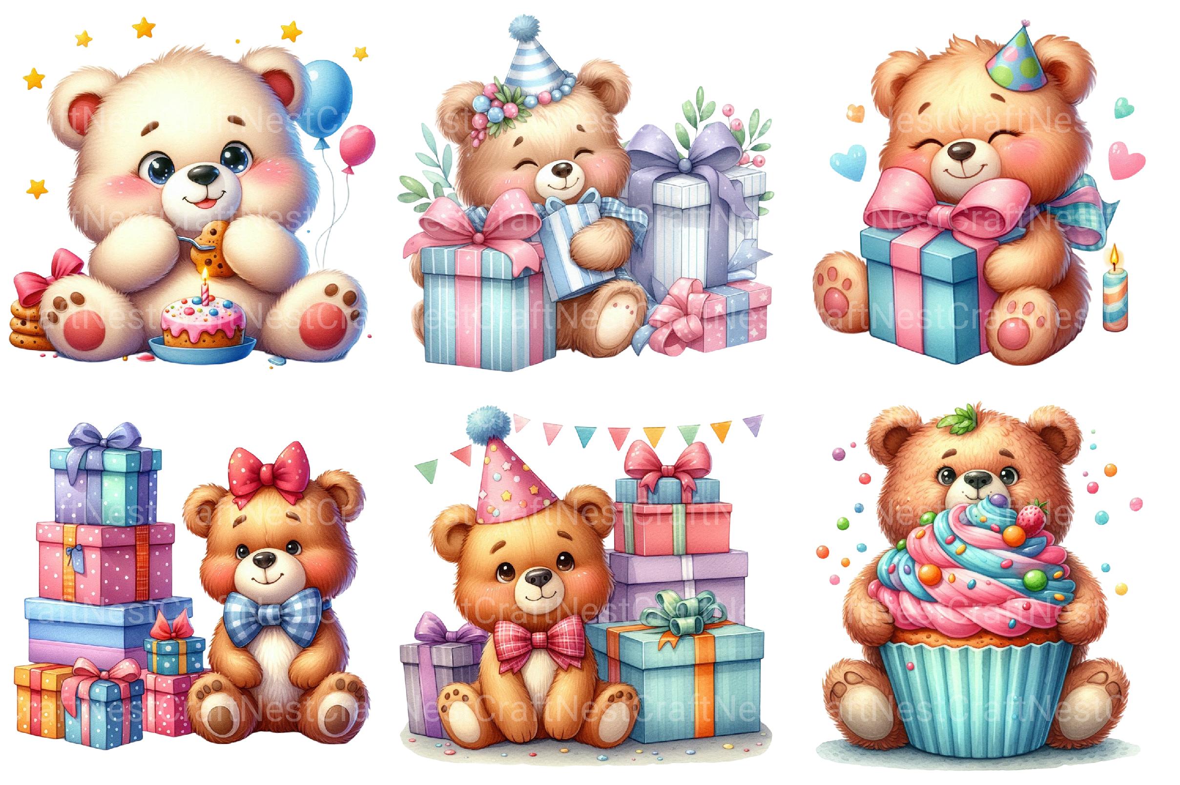 Cute Bear Happy Birthday Clipart