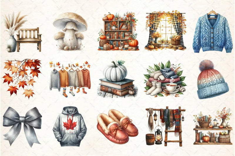 Neutral Autumn Clipart Bundle - CraftNest - Digital Crafting and Art