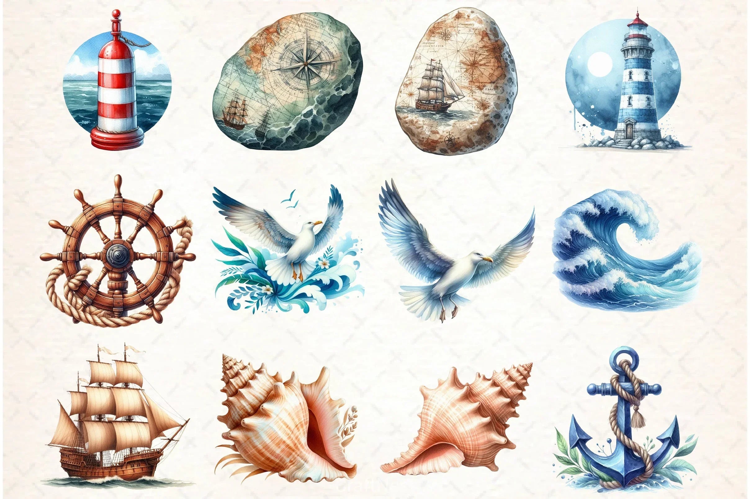 Nautical Summer Clipart Bundle 2 - CraftNest - Digital Crafting and Art