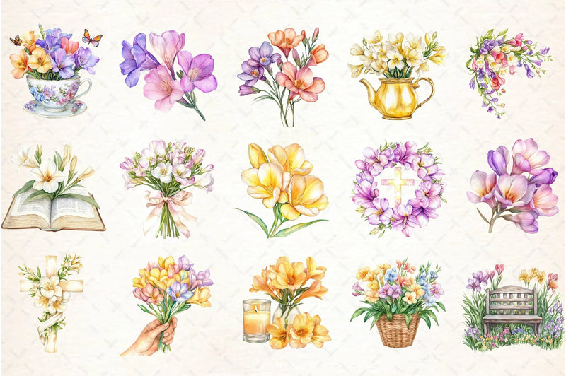 Freesia Mother's Day Clipart Bundle - CraftNest - Digital Crafting and Art