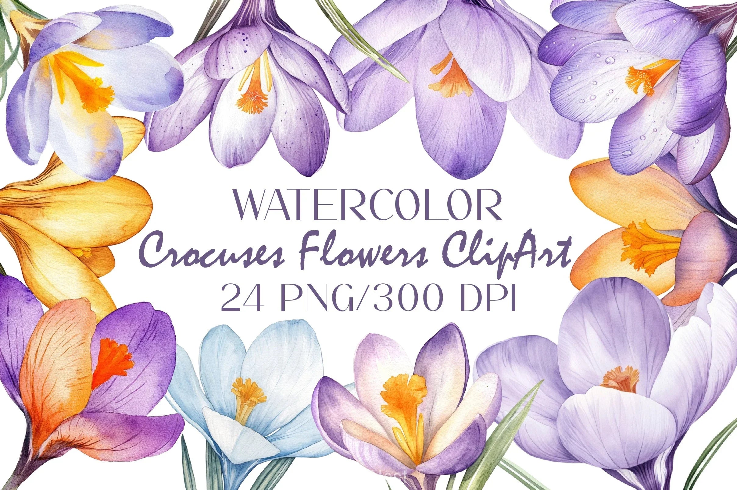 Crocuses Flowers Clipart Bundle - CraftNest - Digital Crafting and Art