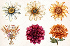 Fall Flowers Clipart Bundle 3 - CraftNest - Digital Crafting and Art