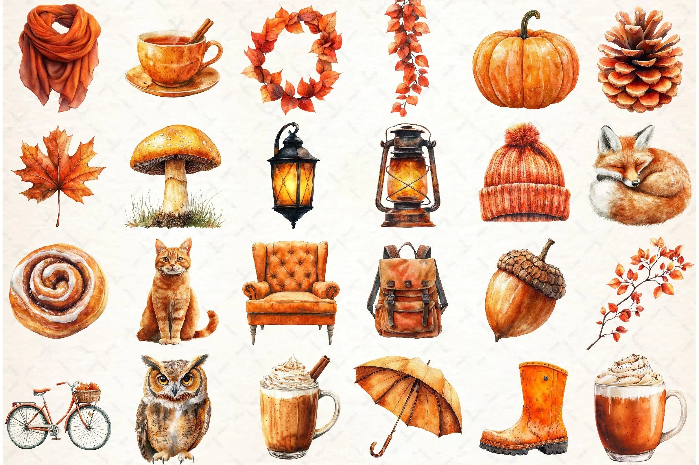Burnt Orange Autumn Clipart Bundle - CraftNest - Digital Crafting and Art