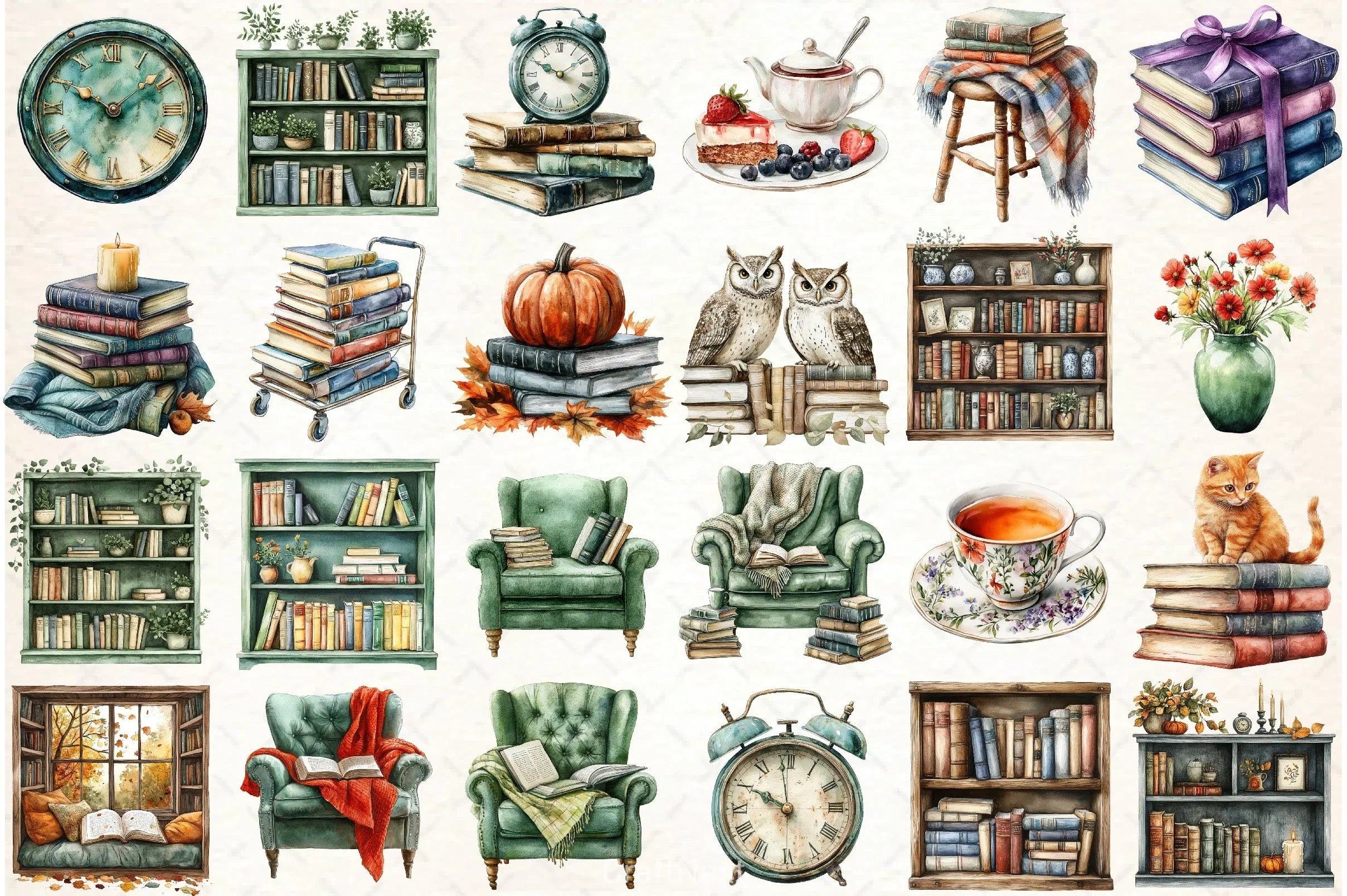 Autumn Library Clipart Bundle - CraftNest - Digital Crafting and Art