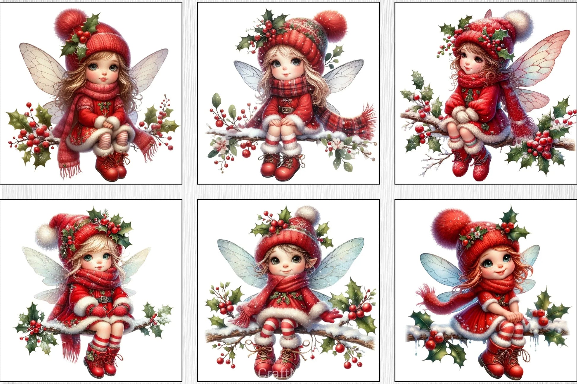 Cute Christmas Fairy Clipart Bundle - CraftNest - Digital Crafting and Art