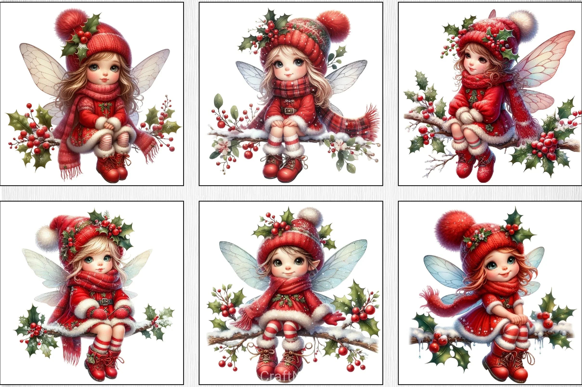 Cute Christmas Fairy Clipart Bundle - CraftNest - Digital Crafting and Art