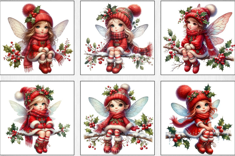 Cute Christmas Fairy Clipart Bundle - CraftNest - Digital Crafting and Art