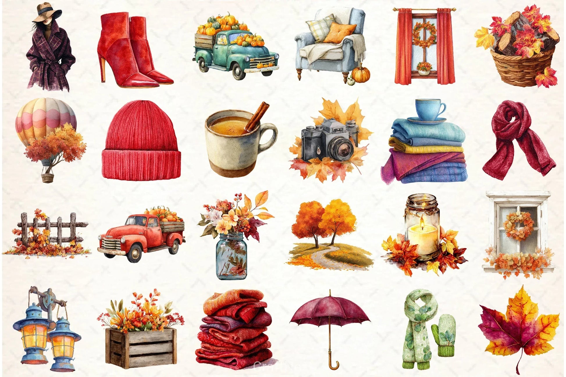 Burgundy Autumn Clipart Bundle 3 - CraftNest - Digital Crafting and Art