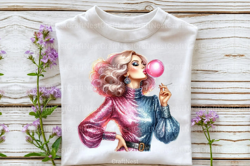 Funny Retro Pinup Girl Clipart Bundle - CraftNest - Digital Crafting and Art