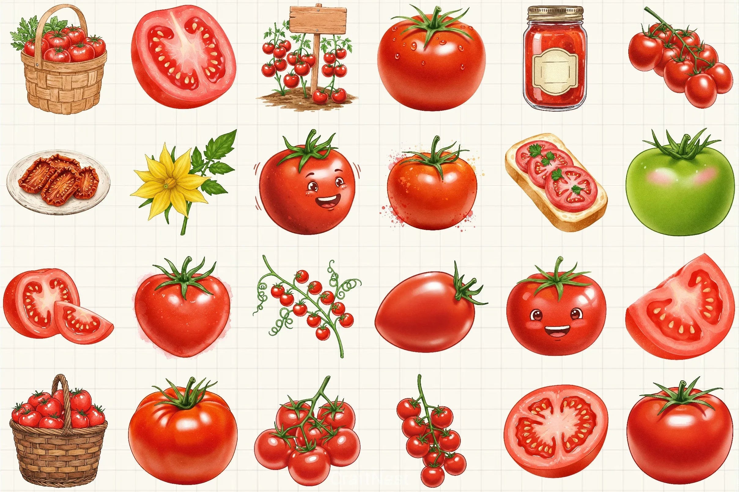 Tomatoes Clipart Bundle 2 - CraftNest - Digital Crafting and Art