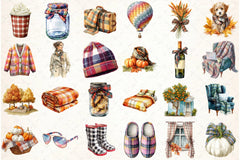 Plaid Autumn Clipart Bundle - CraftNest - Digital Crafting and Art