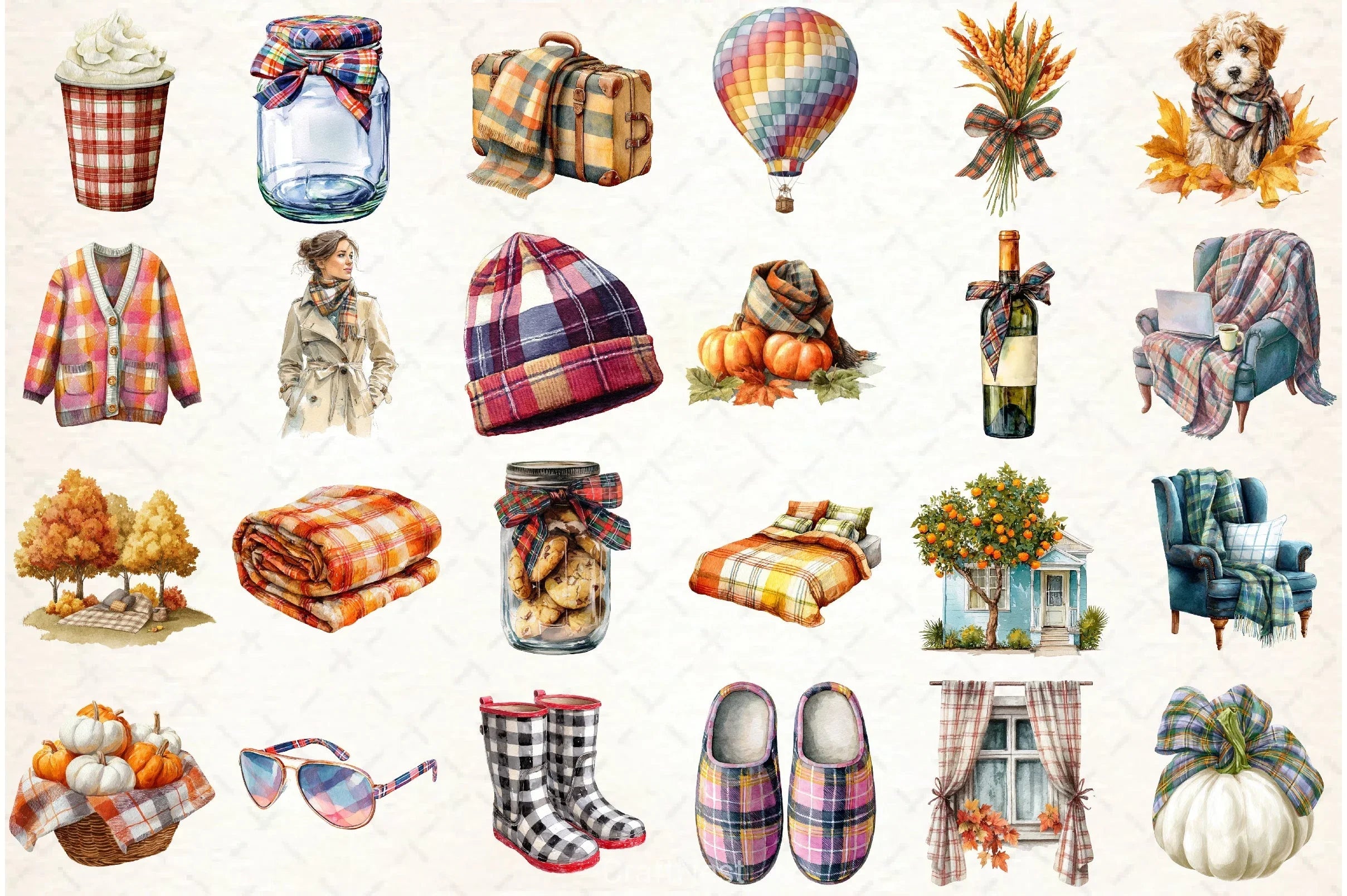 Plaid Autumn Clipart Bundle - CraftNest - Digital Crafting and Art