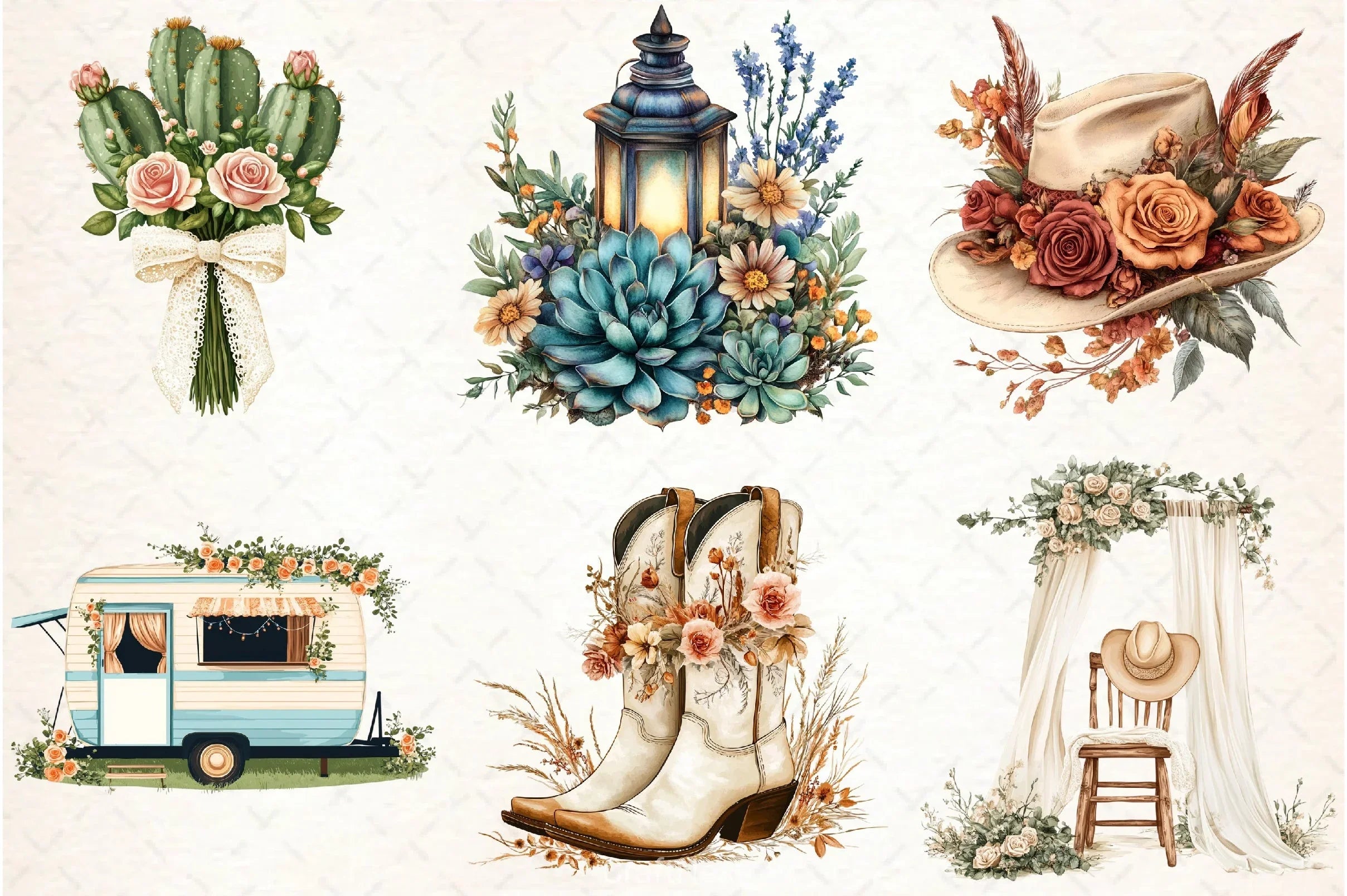 Western Boho Wedding Clipart Bundle 5 - CraftNest - Digital Crafting and Art