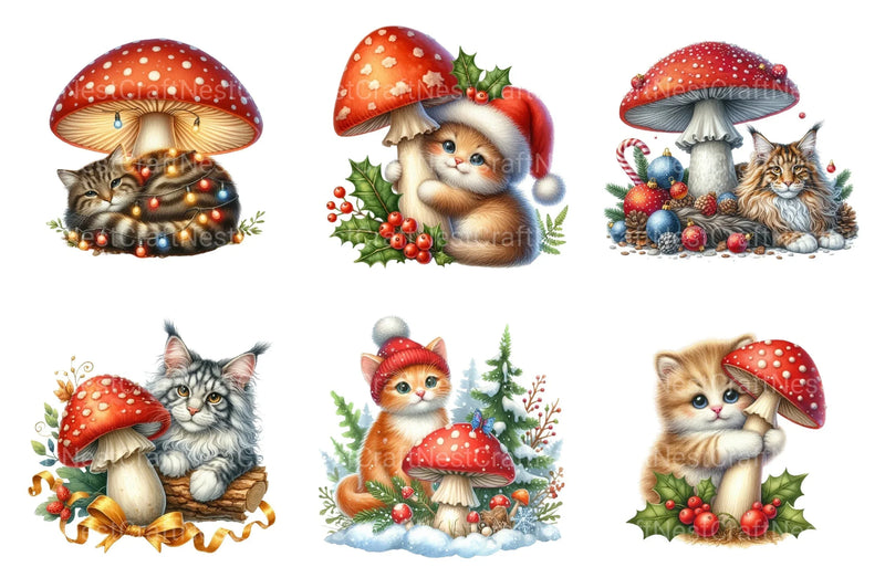Christmas Kitten Graphics: Cat Clipart Bundle - CraftNest - Digital Crafting and Art
