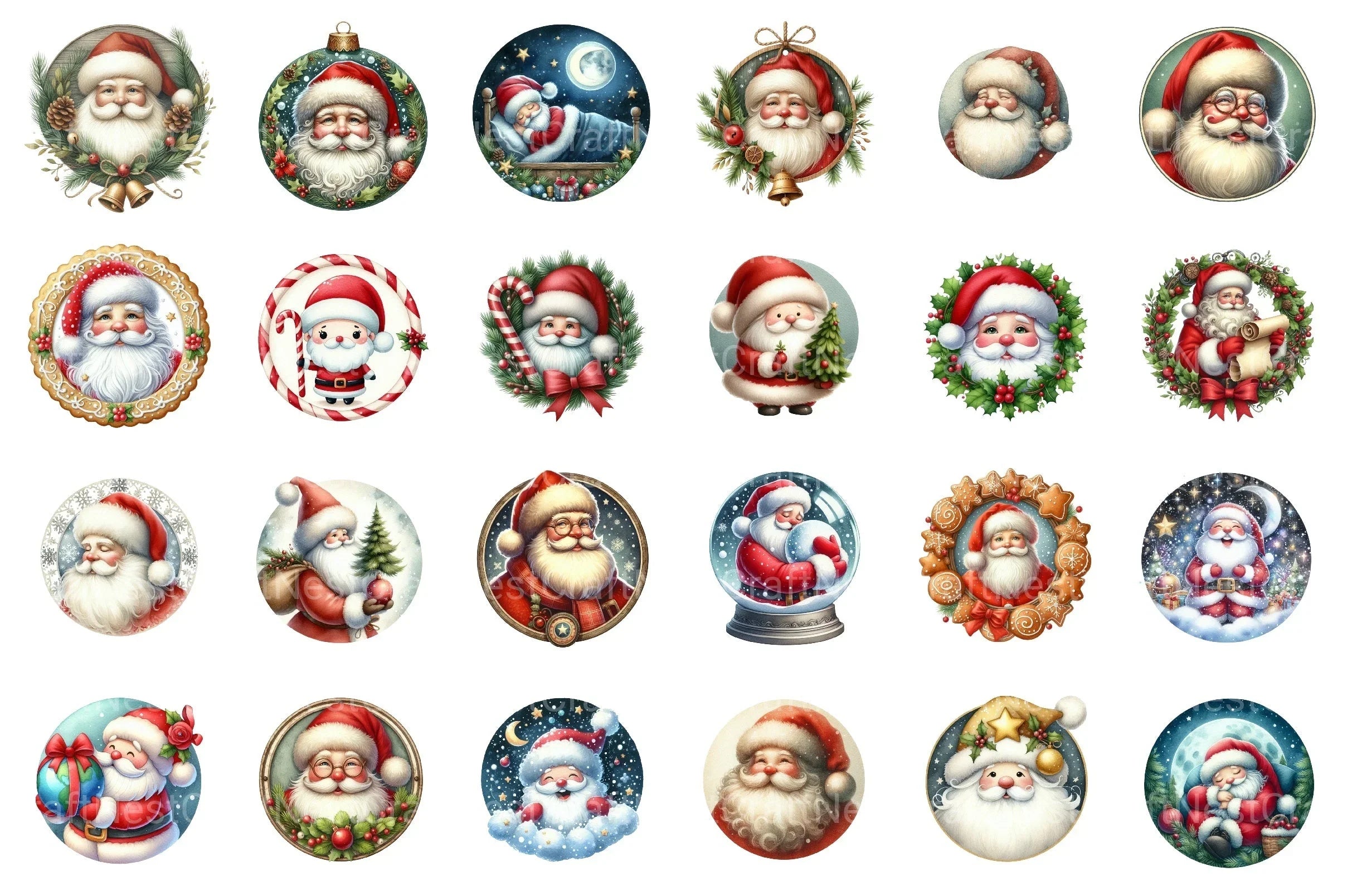 Christmas Santa Claus Ornament Clipart Bundle - CraftNest - Digital Crafting and Art