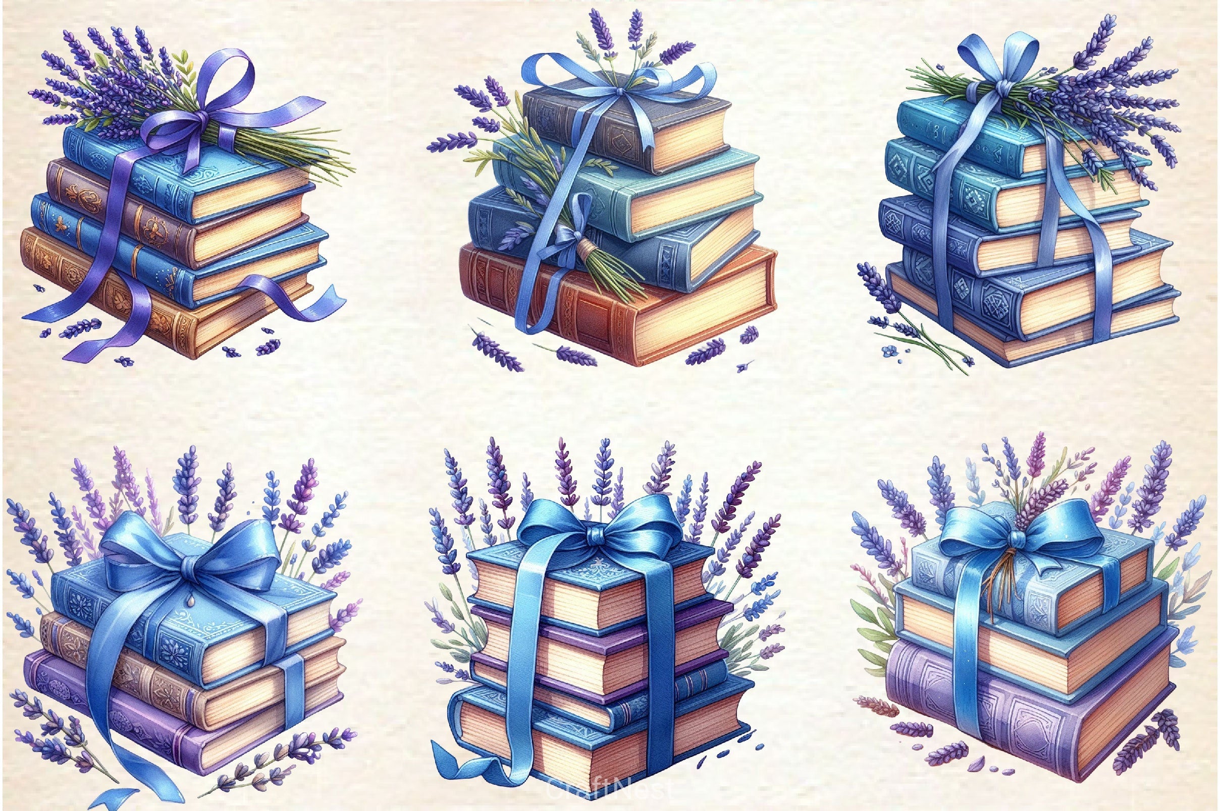 Summer Lavender Books Clipart Bundle