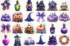 Purple Pastel Halloween Clipart Bundle - CraftNest - Digital Crafting and Art