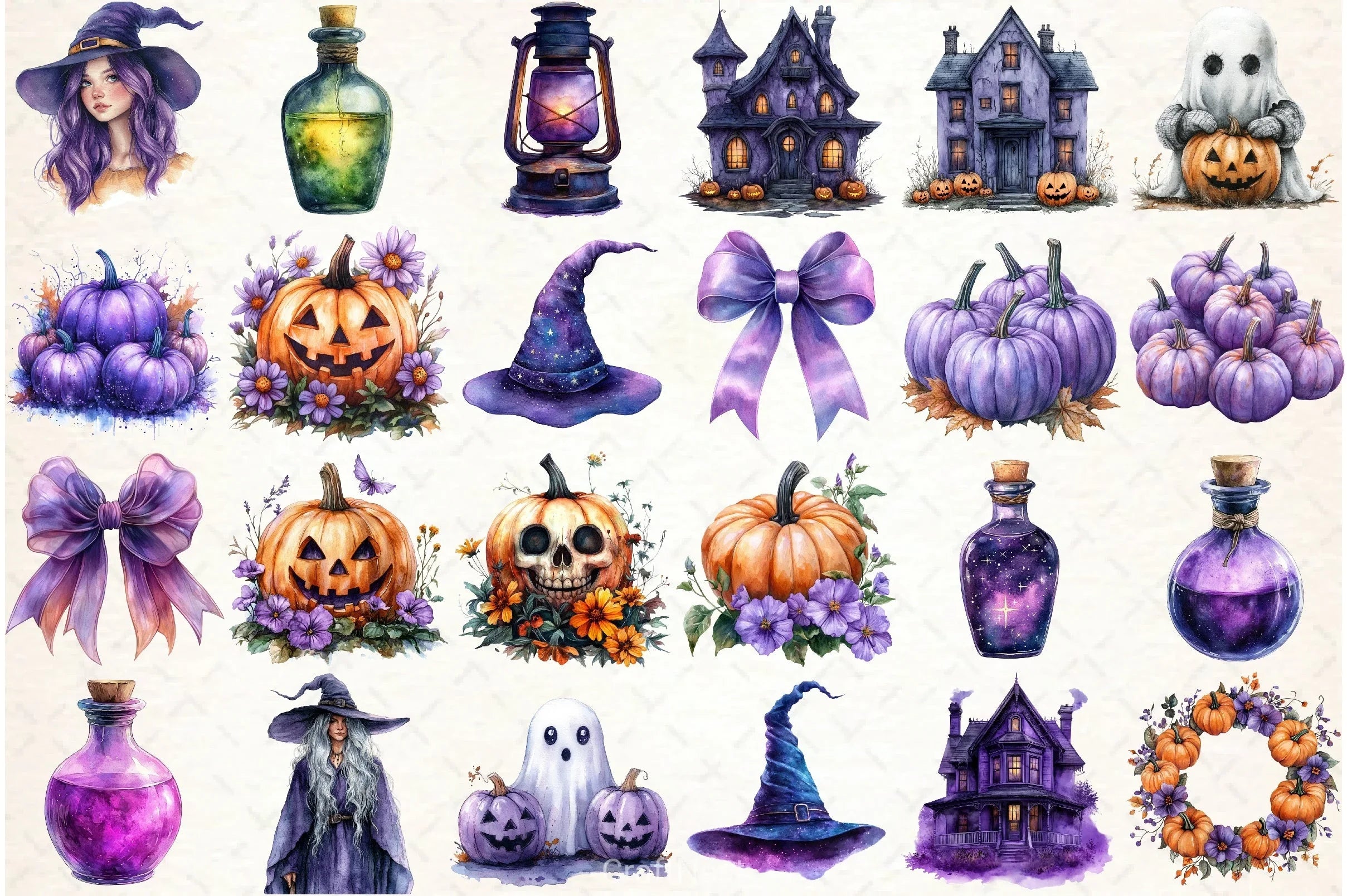 Purple Pastel Halloween Clipart Bundle - CraftNest - Digital Crafting and Art