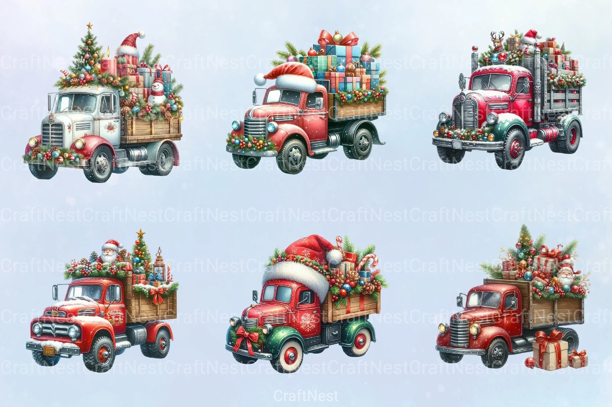 Christmas Truck Clipart Bundle 1 - CraftNest - Digital Crafting and Art