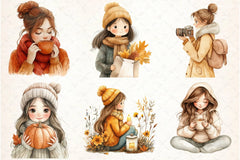 Autumn Girl Clipart Bundle 2 - CraftNest - Digital Crafting and Art