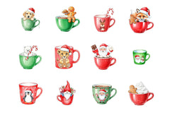 Cute Christmas Hot Cocoa Cup Clipart Bundle - CraftNest - Digital Crafting and Art