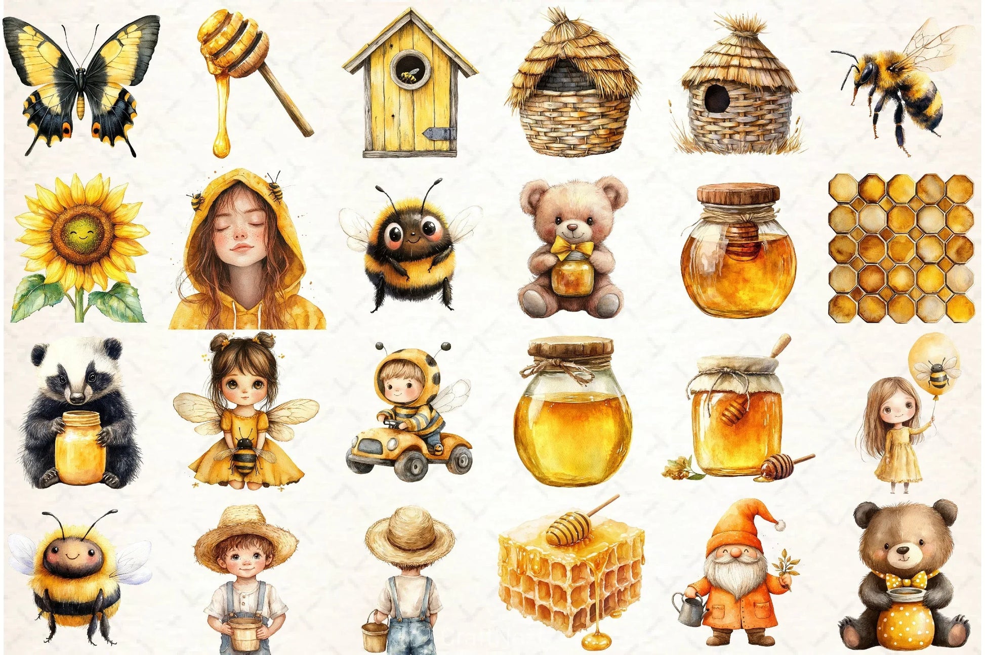 Little Honeybee Clipart Bundle - CraftNest - Digital Crafting and Art