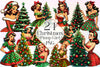 Vintage Christmas Pinup Girl Clipart Bundle 2