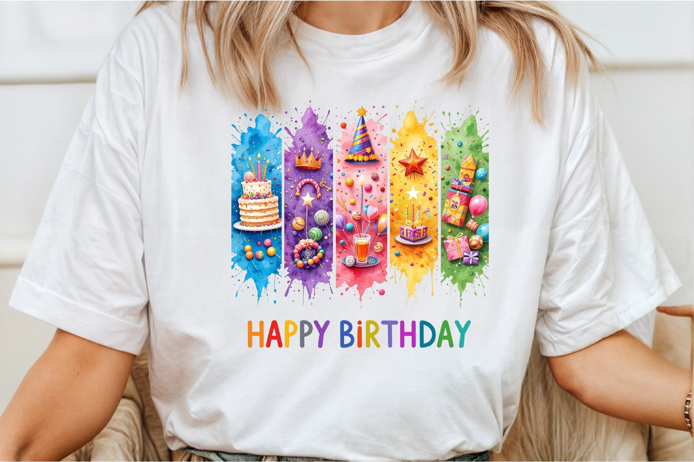 Happy Birthday Brushstroke Design Clipart Bundle