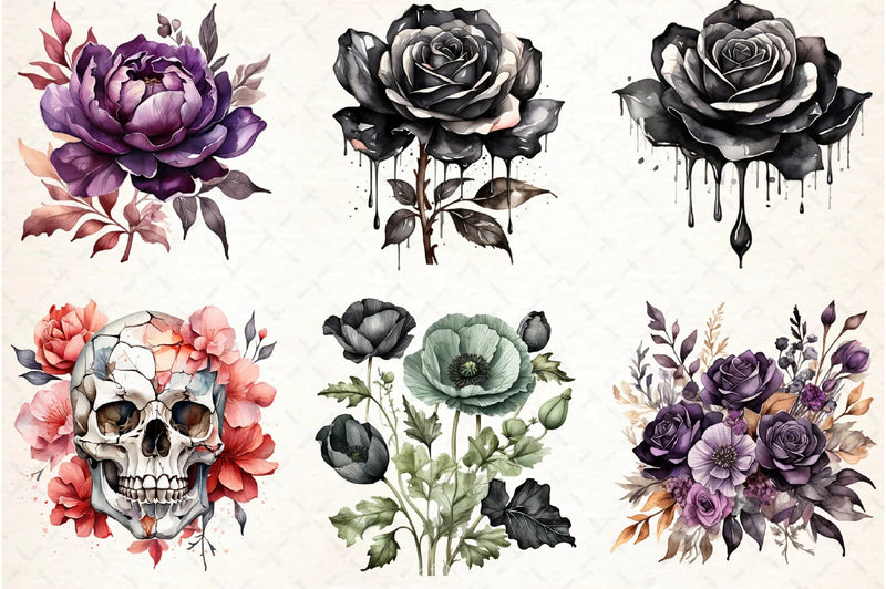 Halloween Flowers Clipart Bundle 3 - CraftNest - Digital Crafting and Art