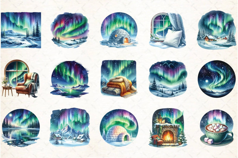 Northern Lights Clipart Bundle - CraftNest - Digital Crafting and Art