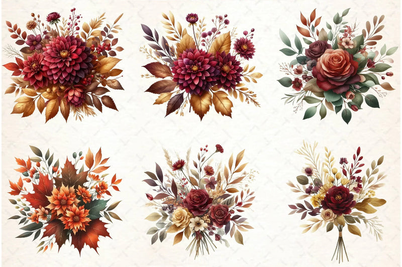 Fall Floral Clipart Bundle - CraftNest - Digital Crafting and Art