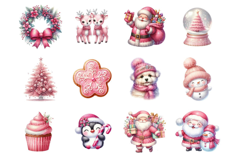 Glitter Pink Christmas Clipart Bundle - CraftNest - Digital Crafting and Art