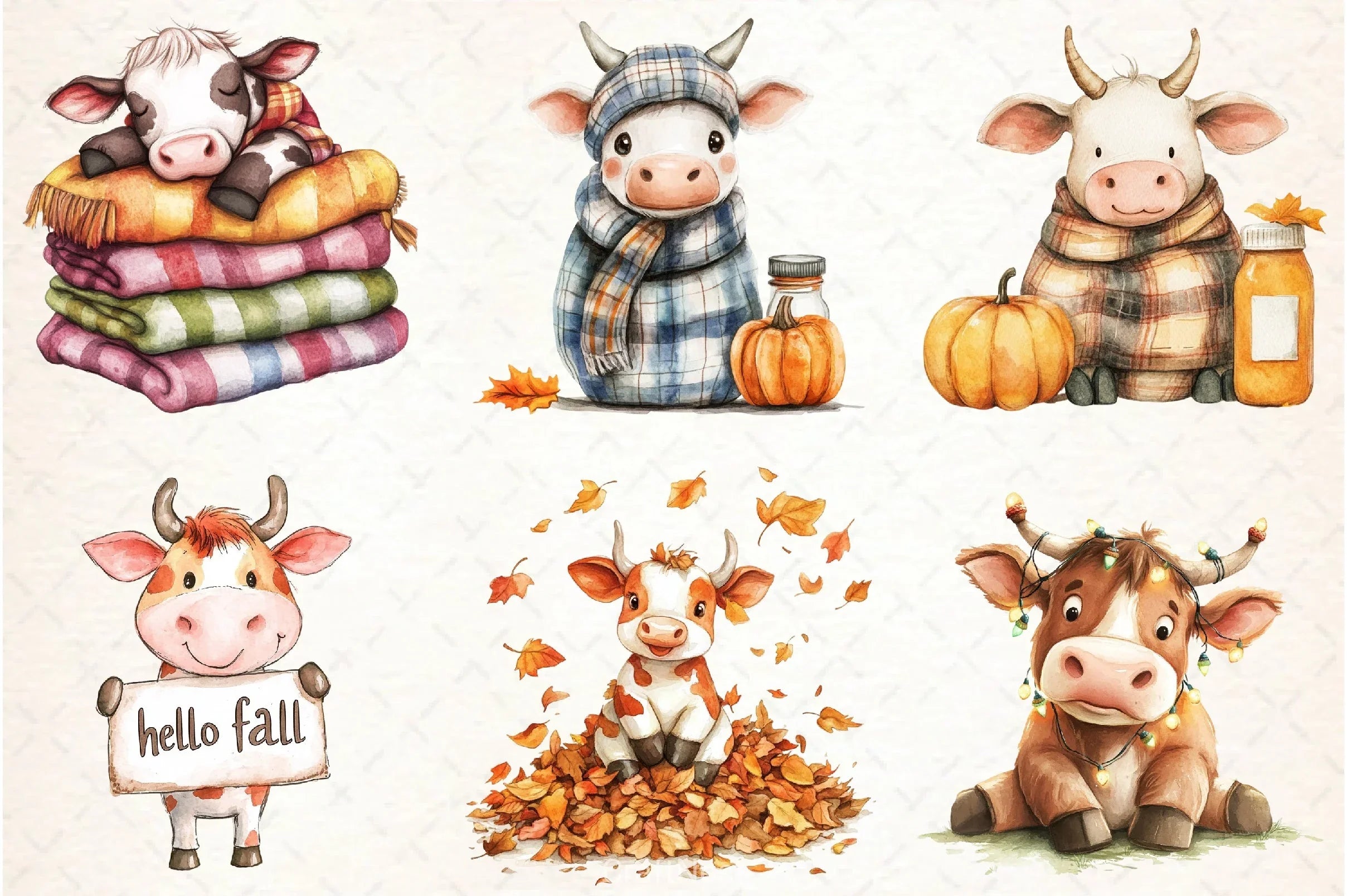 Autumn Highland Cow Clipart Bundle - CraftNest - Digital Crafting and Art