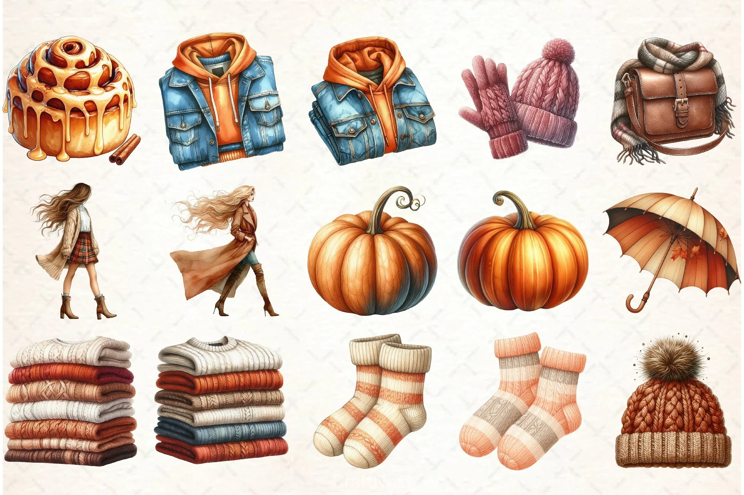 Watercolour Autumn Clipart Bundle 2 - CraftNest - Digital Crafting and Art