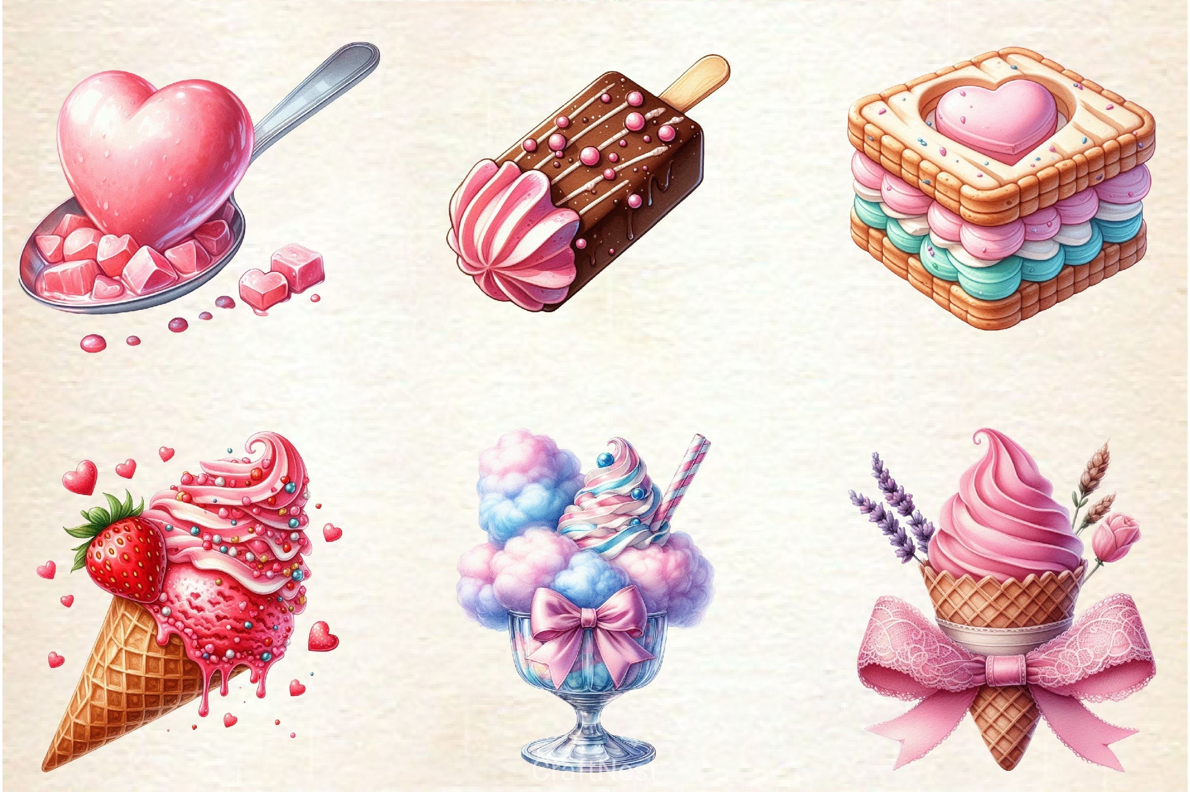 Coquette Ice Cream Clipart Bundle