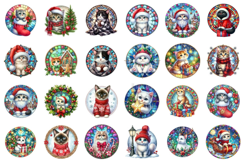 Christmas Cute Cat Ornament Designs - Funny Animal Clipart Bundle 88 - CraftNest - Digital Crafting and Art