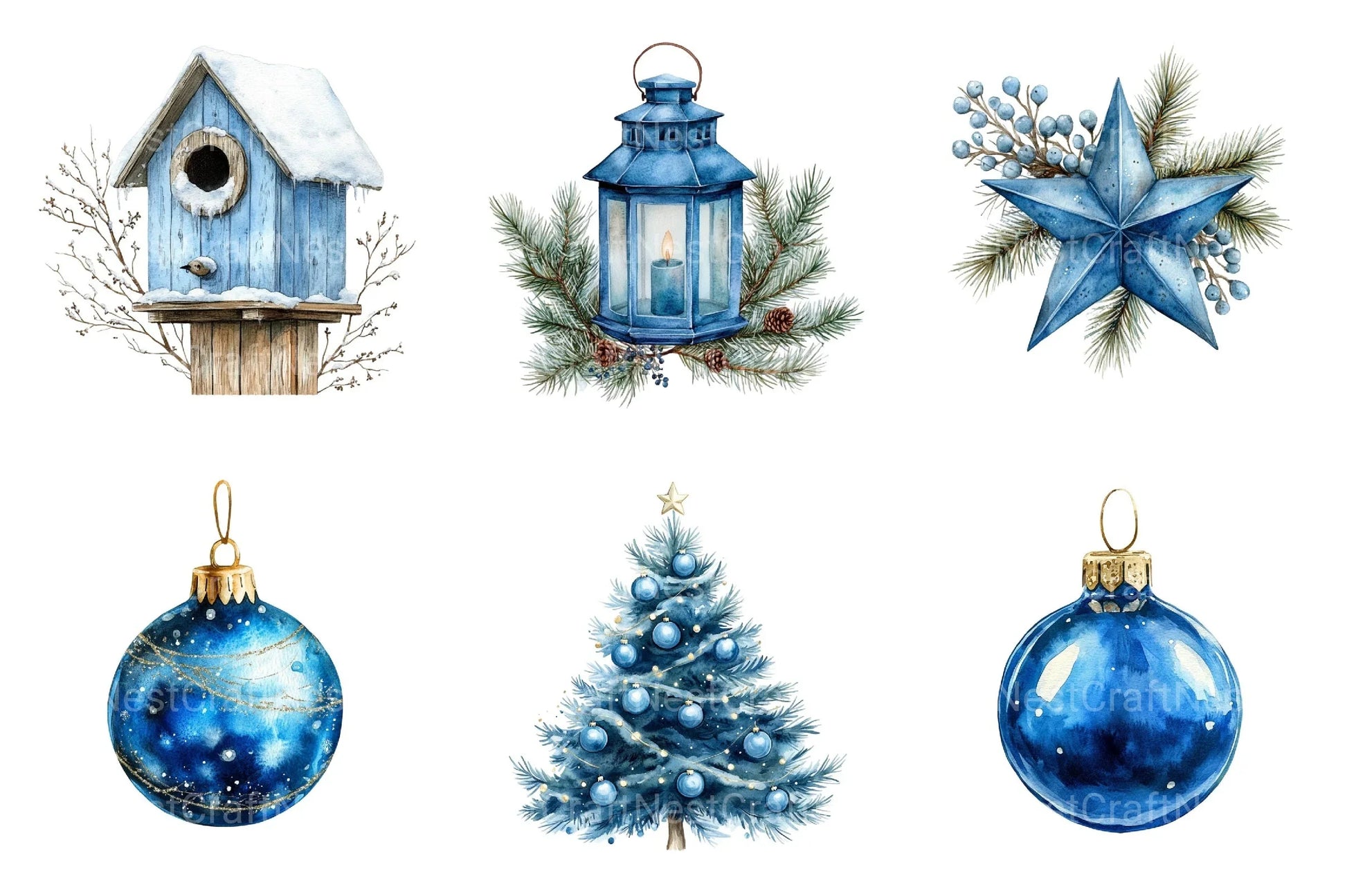 Blue Christmas Magic Winter Cozy Clipart Bundle 2 - CraftNest - Digital Crafting and Art