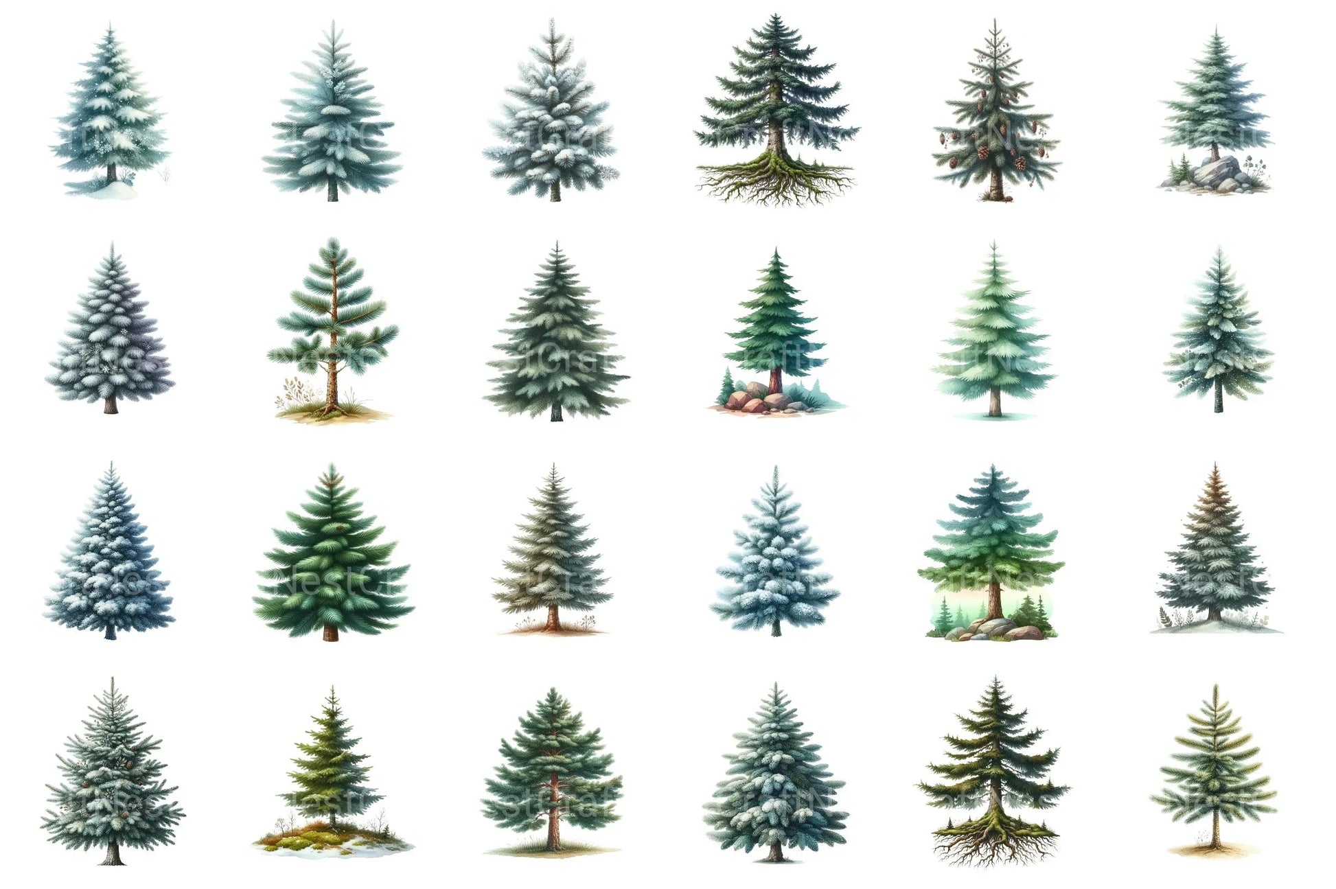 Christmas Pine Trees Clipart Bundle - CraftNest - Digital Crafting and Art