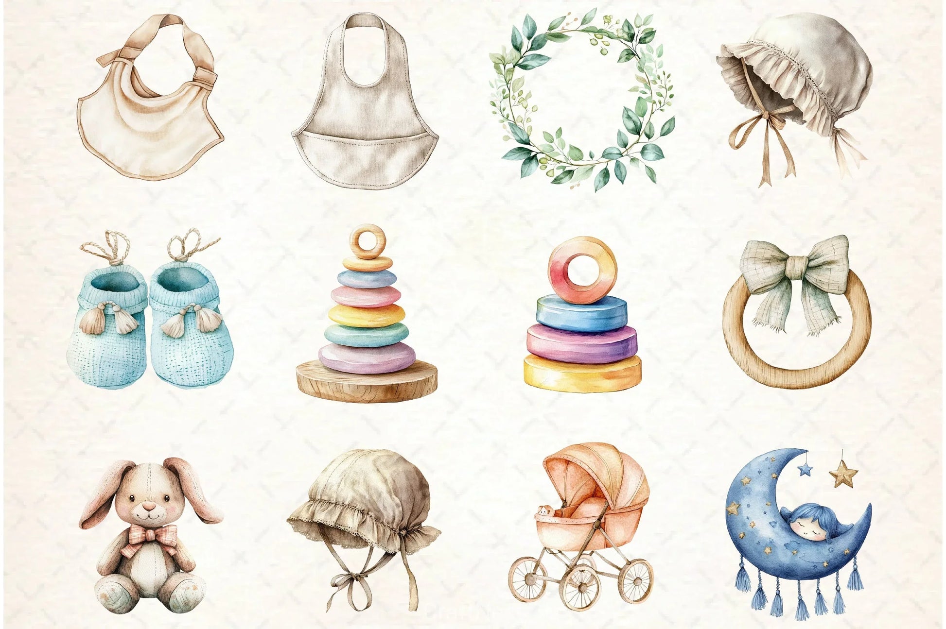 Boho Nursery Baby Shower Clipart Bundle - CraftNest - Digital Crafting and Art