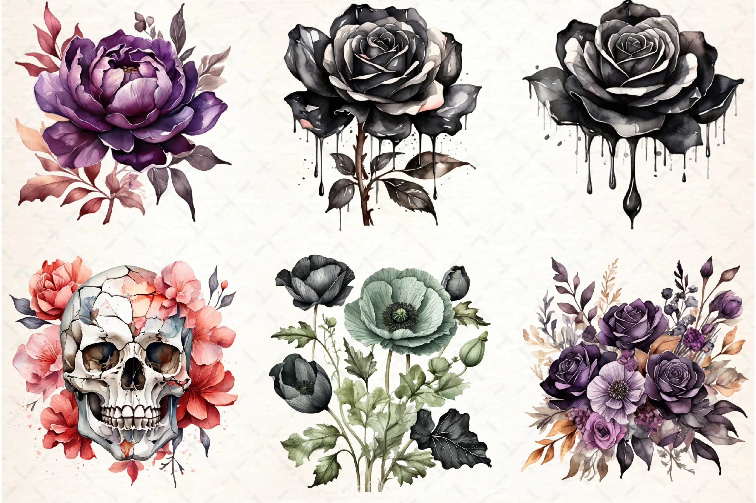 Halloween Flowers Clipart Bundle - CraftNest - Digital Crafting and Art