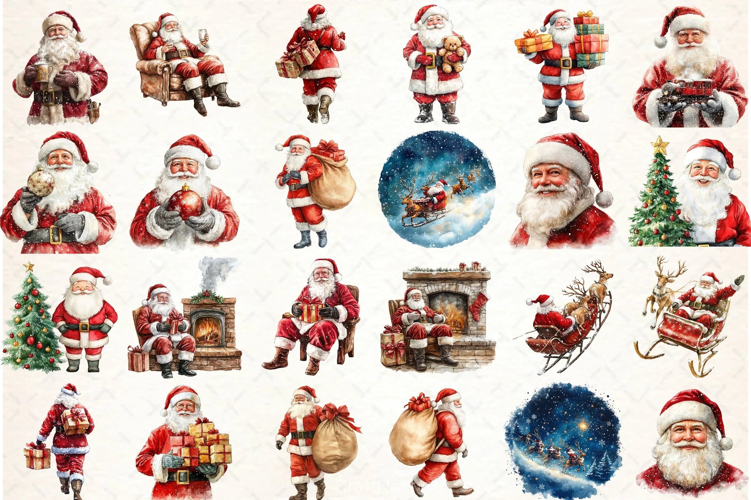 Christmas Santa Claus Clipart Bundle 4 - CraftNest - Digital Crafting and Art