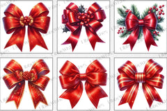Red Christmas Bow Clipart Bundle - CraftNest - Digital Crafting and Art