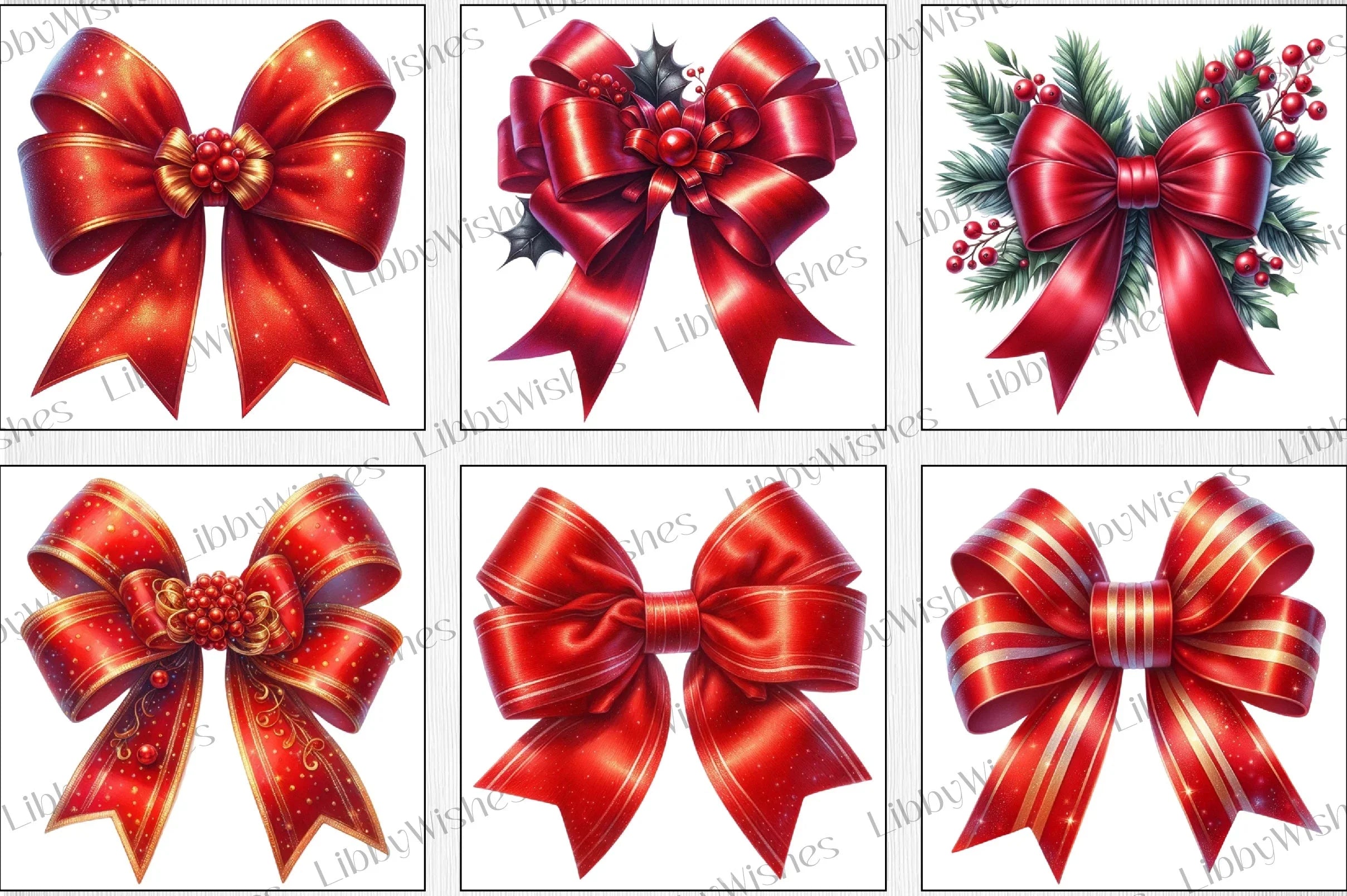 Red Christmas Bow Clipart Bundle - CraftNest - Digital Crafting and Art
