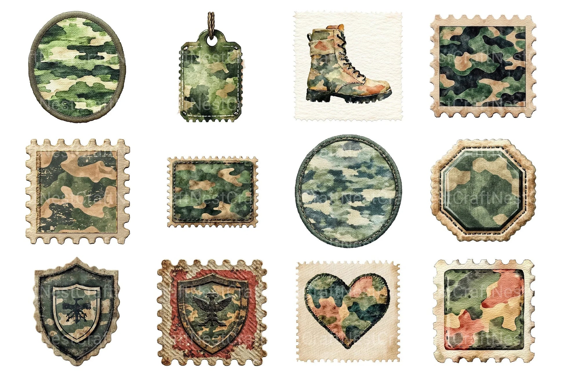 Camo Patches Clipart Bundle - CraftNest - Digital Crafting and Art