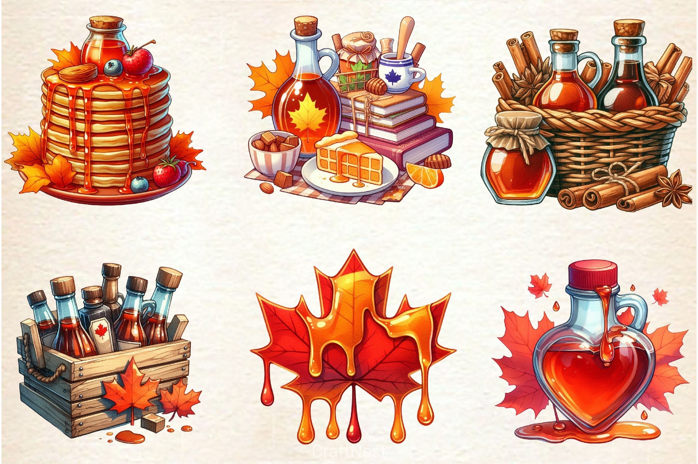Autumn Maple Syrup Fall Clipart Bundle