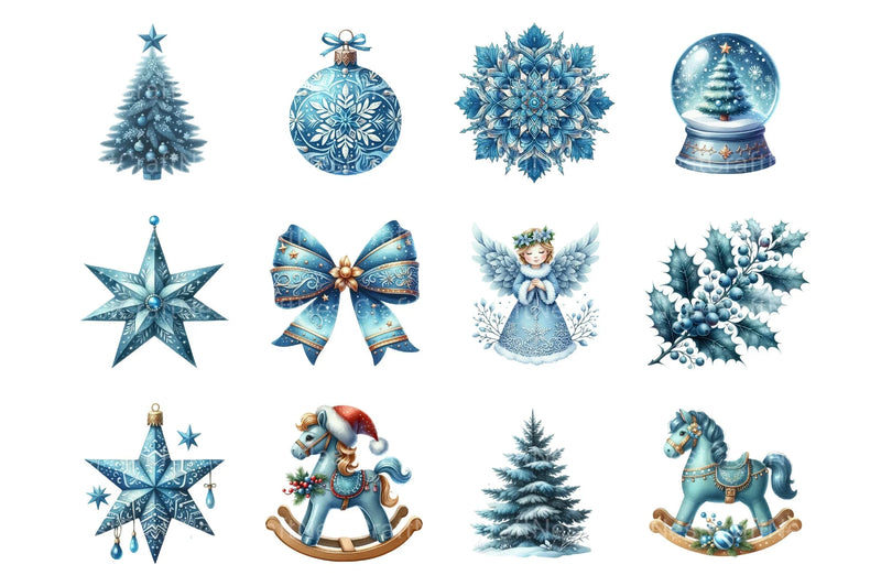 Blue Christmas Clipart Bundle: Santa, Presents & Bells - CraftNest - Digital Crafting and Art